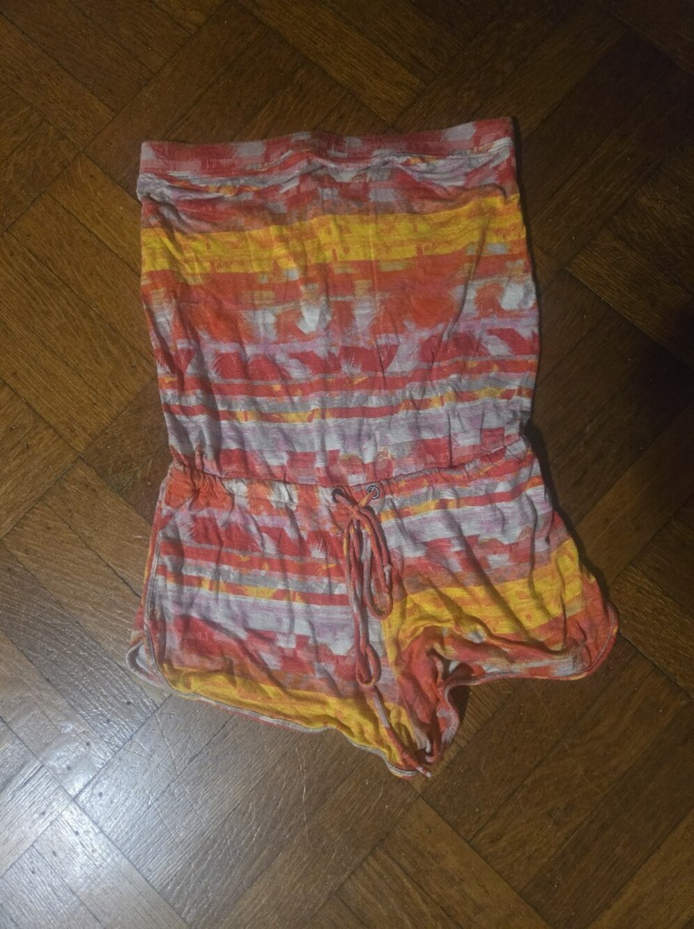 Mossimo Supply Co. Pre Loved Orange Yellow Striped Romper Xs